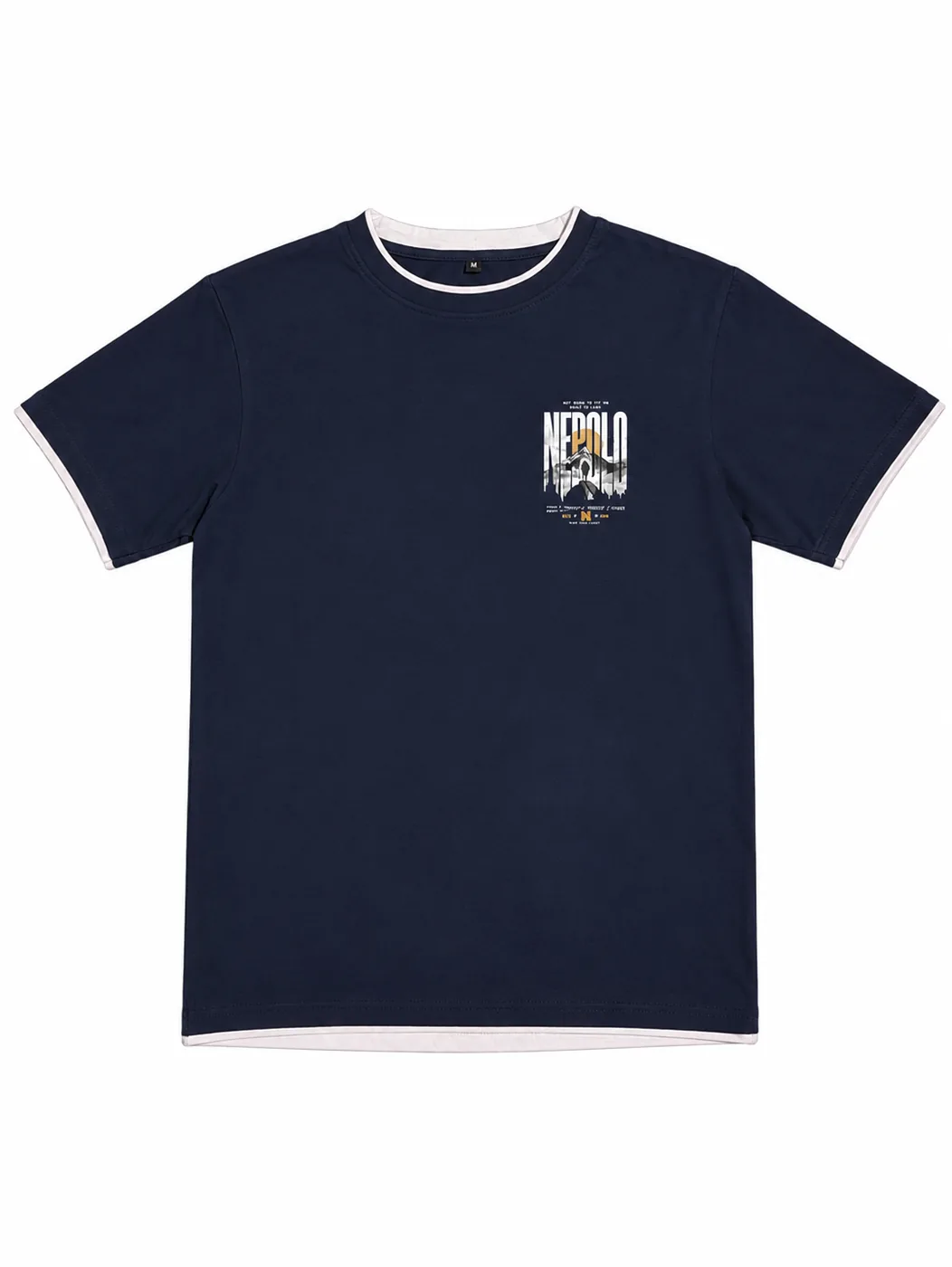 Navy heavyweight Nepolo tee with mountain back graphic — NEPOLO WEARS streetwear Nepal
