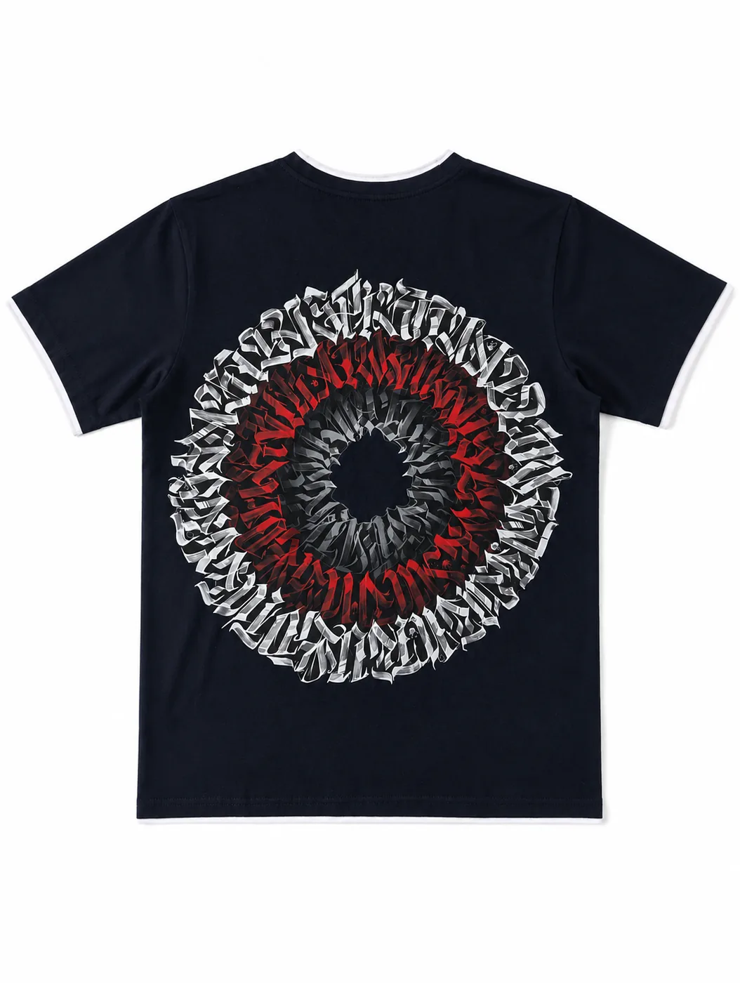 Navy oversized streetwear graphic tee with crimson sigil print — NEPOLO WEARS Nepal