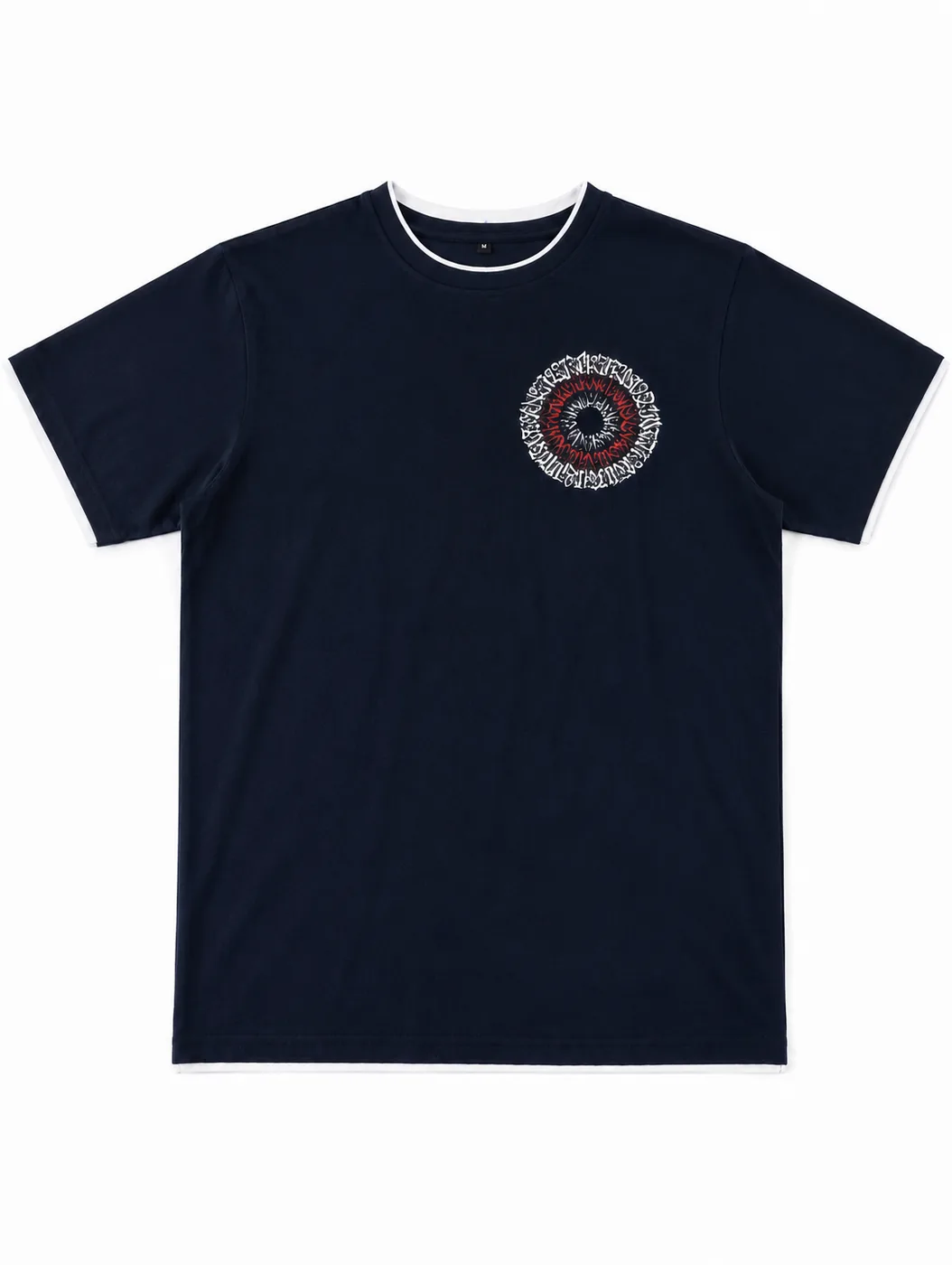 Navy oversized streetwear graphic tee with crimson sigil print — NEPOLO WEARS Nepal